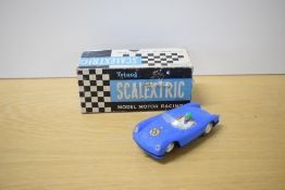 A Minimodels Tri-ang Scalextric Car, C61 Porsche in blue with racing number 15, driver wearing green