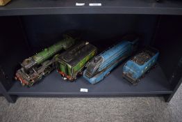 Two modern reproduction tin plate large scale Loco & Tenders, Mallard and Flying Scotman