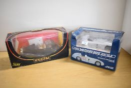 A Burago Marks & Spencer 1;18 die-cast model kit, 1955 Mercedes Benz 300SLR and a Solido 1:18