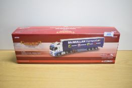 A Corgi 1:50 scale Limited Edition die-cast, CC14020 Volvo FH Curtainside McMullan Transport
