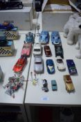 Playworn Die-casts, Dinky, 102 Joes Car, 100 Fab 1, 103 Spectrum Patrol Car, 104 Spectrum Pursuit