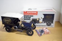 A Mamod DV2 Live Steam Delivery Van, dark blue, with accessory pack, boxed, appears unused