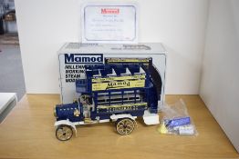 A Mamod Live Steam Limited Edition MB1 Millennium Bus with accessory pack present, boxed with