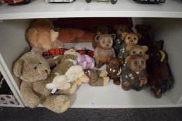 modern wooden and soft toy Teddy Bears, along with two Teddy Bear Coat Hooks