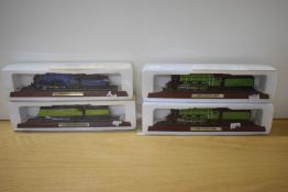 Four Model Loco & Tenders on plinths, Battle of Britain Class, LNER Flying Scotsman x2 and