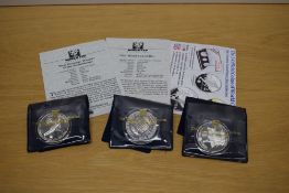 Three Westminster Mint Silver Crown sized Coins, Turks and Caicos Islands 1998 20 Crowns World Cup