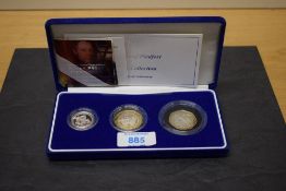 A Royal Mint 2004 Silver Proof Piedfort 3-Coin Collection, Two Pound, One Pound and 50p, all in
