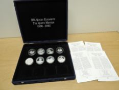 Eight Silver Crown Sized Coins, HM Queen Elizabeth The Queen Mother 1900-2002, Gibraltar 1 Crown,