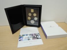 A Royal Mint 2023 United Kingdom Proof Commemorative Coin Set, 50p x2, £2 x2 & £5, in presentation