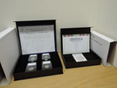 Two Westminster Mint Sets, 2020 Super sized VE Day 1oz Silver Proof 50p Coin, in plastic capsule and