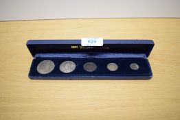 A Westminster Mint 1887 Queen Victoria Silver Five Coin Set, Half Crown, Florin, Shilling,