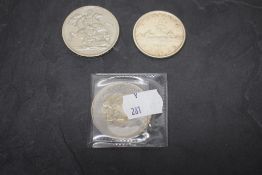 Three World Coins, Canada 1955 Silver Dollar, three lines in the water, 23.3g, GB 1951 Festival of