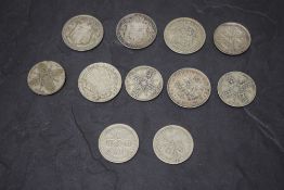 GB Silver Coins, Half Crown George V 1920, 1922, 1927, 1933, George VI 1942, Florin George V 1921,