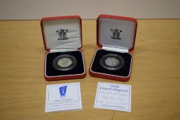 Two Royal Mint 1998 Silver Proof Piedfort 50p Coins, 25th Anniversary of the EEC and 50th