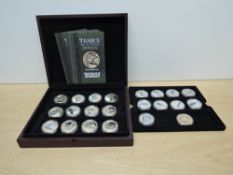 A collection of crown sized Medallions, Westminster Mint Tanks in Action x 12 with 6 certificates,