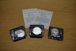 Three Westminster Mint 1994 Lillehammer Winter Olympics Crown sized Coins, Turks and Caicos