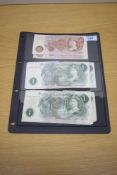 GB Banknotes, Ten Shilling Fforde A21N 439399 in good condition, Fforde 07W 833124 used, One Pound