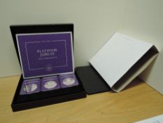 A Westminster Mint 2022 Platinum Jubilee Silver 1oz 50p Data Struck Three Coin Set, each coin weighs
