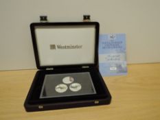 A Westminster Mint Limited Edition The Douglas Badar Centenary Silver Coin Set, all three crown