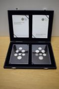 A Royal Mint 2008 United Kingdom Coinage, Royal Shield of Arms, Silver Proof Coin Sets, 14 coins, in