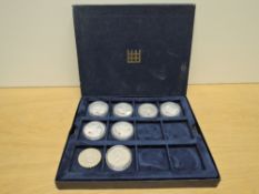 Six Westminster Mint 2004 & 2005 Gibraltar Silver Five Pound Coins all having Poppy decoration,