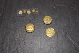 Victorian toy money pieces, in original brass 'Windsor Castle' capsules, each coin with a monarch