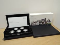 A Royal Mint 2019 Celebrating 50 Years of the 50p, British Culture Set, Five Silver Proof 50p coins,
