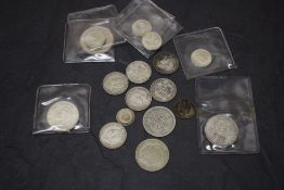 GB Silver Coins, George V 1921 & 1929 Florin, 1936 Sixpence, George VI 1945 Half Crown, 1939 &