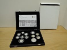 A Royal Mint Limited Edition 2009 Silver Proof Coin Set including Kew Gardens 50p, 12 coins in