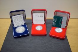Three Royal Australia Mint Silver Proof Coins, 1999 Majestic Images One Dollar one troy oz, 2000