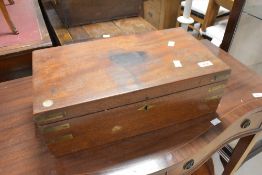A 19th Century mahogany lap desk, width approx. 45cm, bears vintage Christies label