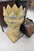A traditional clay chimney pot having crown style top, height approx. 77cm