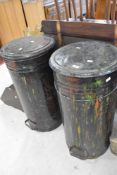A pair of vintage industrial pedal bins, possibly for paint or similar , height approx. 80cm