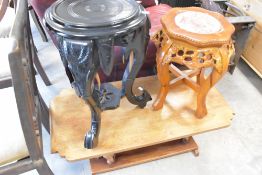Three assorted Oriental style tables including elephant design