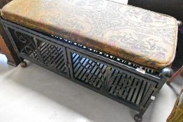 A modern metal seat with understorage, width approx. 95cm