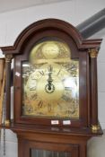 A reproduction mahogany long case clock , brass dial named for Richard Broad, Bodmyn - Cornwall