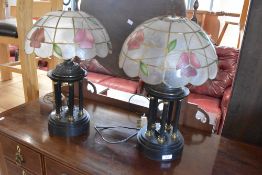 A pair of modern vintage table lamps , having figural design with corinthian column supports, height