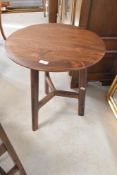A vintage Cricket style occasional table, diameter approx. 50cm, height 58cm