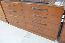 A set of teak G plan drawers, eight drawers arranged in a two by four configuration, width approx.