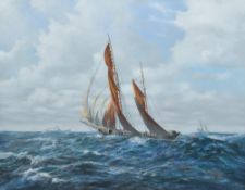 Edward D Walker (British b.1937) oil on canvas, sailing barge, most likely at the Thames entry,