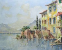 Professor Arthur Hierer (German 1896-1989) oil on canvas, Lake Como, Italy, vibrant lake scene