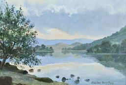 Marion Bradley (British b.1946) oil on board 'Rydal No1' serene lake scene, signed lower right,