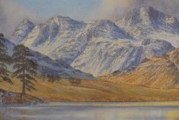 After Neil J Barlow (Contemporary) 'The Langdale Pikes from Blea Tarn' limited edition colour print,