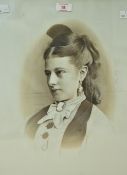 Artist unknown, 19th century monochrome portrait on ceramic, within moulded gilt frame, under glass.