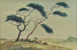Jan Kagie II (Dutch 1907-1991) watercolour 'Meiendel' coastal dune scene, signed and entitled