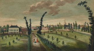 Group of four interesting 18th century hand-coloured engravings 'A view of Clapham from the Common',