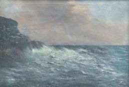 A 19th century English school oil on canvas, coastal scene, indistinctly signed lower right,