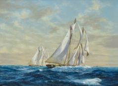 Edward D Walker (British b.1937) oil on canvas, American Gloucester Schooner 'Elise', signed lower