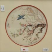 Anton Wang (American contemporary) a pair of chinese school paintings on silk, birds and blossoms,