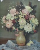 After Marcel Dyf (French 1899-1985) colour print, still life study, jug holding a floral bouquet,